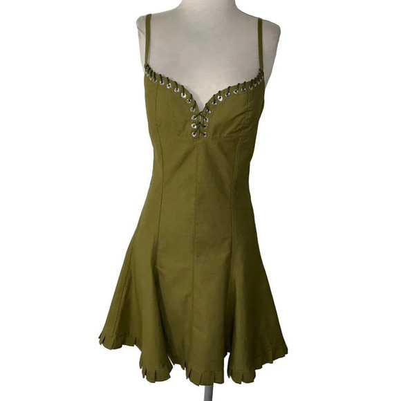Ludovic de Saint Sernin Easy Cleavage Dress in Olive Green Medium New Womens - Picture 4 of 16